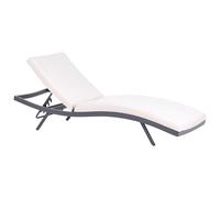 Beliani Sun Lounger With Cushion Amelia Reclining Metal Light Beige