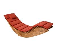 Beliani Sun Lounger With Cushion Brescia Premium Acacia Wood Red
