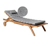 Sun Lounger with Cushion CESANA PREMIUM Acacia Wood Grey Melange