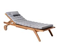 Beliani Sun Lounger With Cushion Cesana Premium Acacia Wood Light Grey