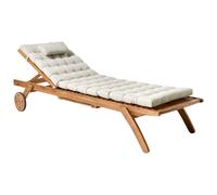 Sun Lounger with Cushion CESANA PREMIUM Reclining Acacia Wood Taupe