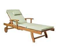 Sun Lounger with Cushion JAVA PREMIUM Acacia Wood Green