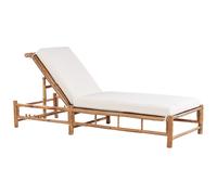 Beliani Sun Lounger With Cushion Ligure Reclining Bamboo Brown