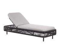 Sun Lounger with Cushion OSINI Reclining PE Rattan Grey