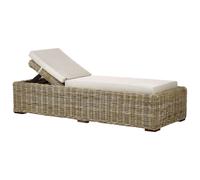 Beliani Rattan Sun Lounger with Cushion Taupe PALESE