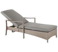 Sun Lounger with Cushion PE Rattan Taupe VASTO