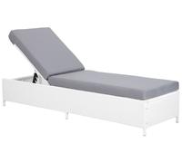 Sun Lounger with Cushion PE Rattan White TURIN