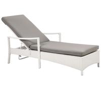 Sun Lounger with Cushion PE Rattan White VASTO