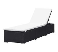 Vidaxl Sun Lounger With Cream White Cushion Poly Rattan Black