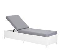 Beliani PE Rattan Reclining Sun Lounger White TURIN II, White