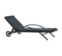 Sun Lounger with Cushion & Wheels Poly Rattan Anthracite Berkfield Home Black One Size