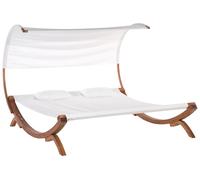 Sun Lounger with Cushion Wood Off-White TERAMO