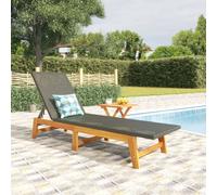 Sun Lounger with Table Poly Rattan and Solid Wood Acacia Berkfield Home Black One Size