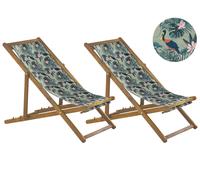 Sun Lounger Wood Light Brown ANZIO