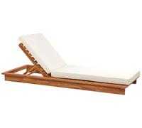 Sun Lounger with Cushion GRANARI Reclining Acacia Wood Brown