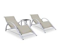 Sun Loungers 2 pcs with Table Aluminium Cream Berkfield Home Beige One Size