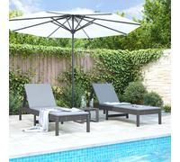 Sun loungers 2pcs Grey Pine solid pine wood 199.5x60x74cm adjustable outdoor set