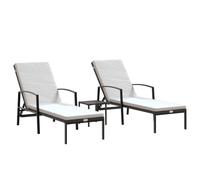 Sun Loungers Garden Lounge Set with Table Sunbed Day Bed Poly Rattan vidaXL