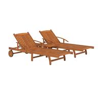 Sun Loungers Outdoor Sunbed Lounge Bed Day Bed Solid Wood Acacia 2 pcs vidaXL