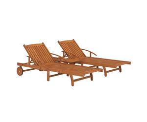Sun Loungers Outdoor Sunbed Lounge Bed Day Bed Solid Wood Acacia 2 pcs vidaXL