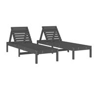vidaXL Sun Loungers 2 pcs Grey 199.5x60x74 cm Solid Wood Pine
