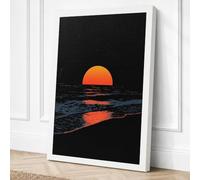 Sun Meets Horizon Coastal Canvas Wall Art Print 30x20 Inch (76 x 51 cm)