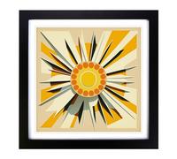 Sun Mid-Century No.2 Framed Print | 18x18 Inch Black Framed Wall Art | Ready to Hang | Mid-Century Modern Nature Picture | Living Room Bedroom Lounge Office