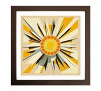 Sun Mid-Century No.2 Framed Print | 18x18 Inch Walnut Framed Wall Art | Ready to Hang | Mid-Century Modern Nature Picture | Living Room Bedroom Lounge Office