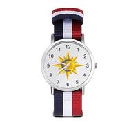 Sun Moon and Star Sport Watch for Men Women Nylon Strap Wrist Watch Analog Quartz Watch