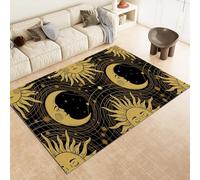 Sun Moon Area Rugs, Yellow Rug 120x180 cm, Foldable Rugs In Entertainment Area Rug for Machine Washable Non Slip Carpet, for Kitchen Bedroom Living Room 1e151