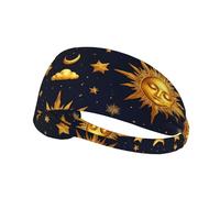 Sun Moon Boho Astrology Elastic Exercise Headband Moisture Absorbing Non Slip Headbands