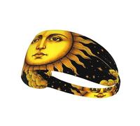 Sun Moon Boho Astrology Elastic Exercise Headband Moisture Absorbing Non Slip Headbands