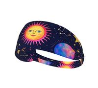 Sun Moon Boho Astrology Elastic Exercise Headband Moisture Absorbing Non Slip Headbands