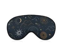 Sun Moon Clouds and Stars Sleep Mask Blindfold Space Galaxy Adjustable Super-Smooth Soft Eye Mask Cover for Men Women Travel and Nap