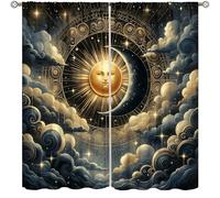 Sun Moon Curtains,Mysterious Nebula Galaxy Fantasy Decor Drape for Bedroom Living Room Kitchen Window Treatment 2 Panels Set Total Size 42" W X 63" L Inch