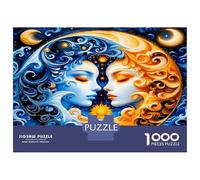 Sun Moon Duo 1000 Pieces Jigsaw Puzzle Set Celestial Mystic Vibe Jigsaw Puzzle Extra-Thick Cardboard Stress Relief Travel Adults Kids 12+ Brain Training Puzzle 52x38cm/1000pcs