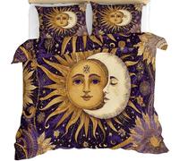 Sun Moon Duvet Cover Bohemian Sun Moon Comforter Cover Crescent Solar Stars Comforter Set Occult Celestial Bedding Set With Pillowcases Super King 260 x 230 cm