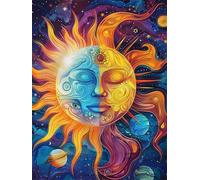 Sun Moon Faces 700 Piece Jigsaw Puzzles For Adults, Fun Challenging & Brainteasing 700 piece Adult jigsaw puzzle, Impossible puzzles, Gift for Men/Women, Finished Size is 52x38cm