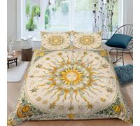 Sun Moon Geometric Lines 3D Printed Bedding Sets Duvet Cover Set 3 Pcs Soft Microfiber With Hidden Zipper Closure With Pillowcases - Single 90X190 Cm - Comforter Cover For Boys Girls Qu -331B990V713U