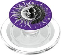 Sun & Moon Intertwined with Faces in Black & White PopSockets PopGrip for MagSafe