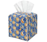 Sun Moon Leather Tissue Box Cover Square Creative Decorative Tissue Holder for Bathroom Home Office Gifts for Women Girls Sister Bestie Daughter Housewarming Christmas Birthday Gifts - DH555