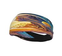 Sun Moon Lover Symbolizing Two Worlds Day Night Sweat Resistant Headband,Fashionable Sports Headscarf, Breathable Hair Band, Sweat Wicking Fitness Equipment Headbands For Women Men