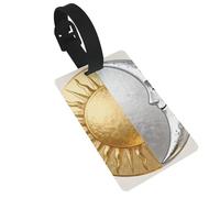 Sun Moon Luggage Tags for Suitcases - Durable PVC ID Tags with Detachable Straps for Travel, Backpack, Golf Bag, Anti-Loss
