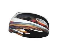 Sun Moon Mountain Symbolizing Two Worlds Day Night Sweat Resistant Headband,Fashionable Sports Headscarf, Breathable Hair Band, Sweat Wicking Fitness Equipment Headbands For Women Men