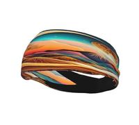 Sun Moon Mountain Symbolizing Two Worlds Day Night Sweat Resistant Headband,Fashionable Sports Headscarf, Breathable Hair Band, Sweat Wicking Fitness Equipment Headbands For Women Men