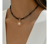 Sun Moon Pendant Beaded Necklace - Multi-Color Bead Fashion Jewelry, Four Colors Available, Boost Summer Vibes