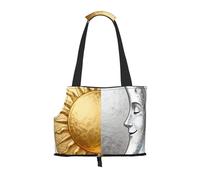 Sun Moon Pet Carrier Bag-Foldable Travel Tote For Small Dogs Cats, Portable Soft Sided Pet Crate With Seatbelt For Cat Puppy
