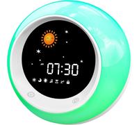 I·CODE Sun & Moon Rise Kids Alarm Clock, Children's Sleep Trainer, Sleep Sound Machine, Wake Up Light & Night Light, Teach Kids Day & Night