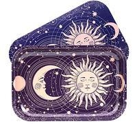 Sun Moon Rolling Tray with Magnetic Lid, 11''x7'' - Large Storage Decorative Tray - Ideal for Home & Travel, Celestial Aesthetic Metal Tray Set - Mystical Gifts for Spiritual Hippie, Astrology