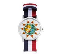 Sun Moon Sport Watch for Men Women Nylon Strap Wrist Watch Analog Quartz Watch